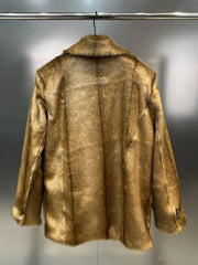 Striped Faux Fur Plush Jacket