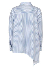 Striped Irregular Lapel Loose Shirt