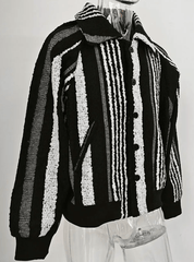 Striped Jacquard Loose Woolen Jacket