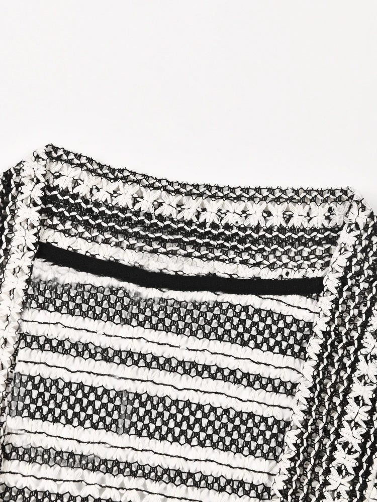 Striped Loose Knit Cardigan