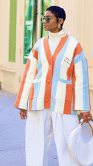 Striped Loose Knitted Cardigan - @theestylishp