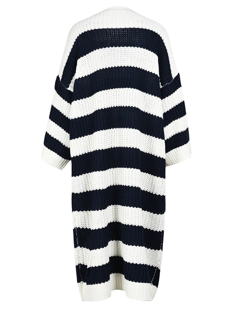 Striped Loose Knitted Dress Sweater