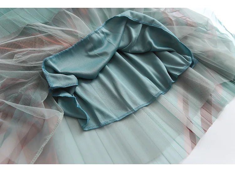 Striped Pleated Tulle Skirt