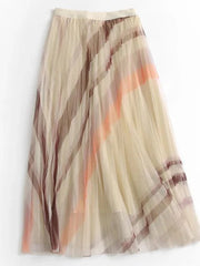 Striped Pleated Tulle Skirt