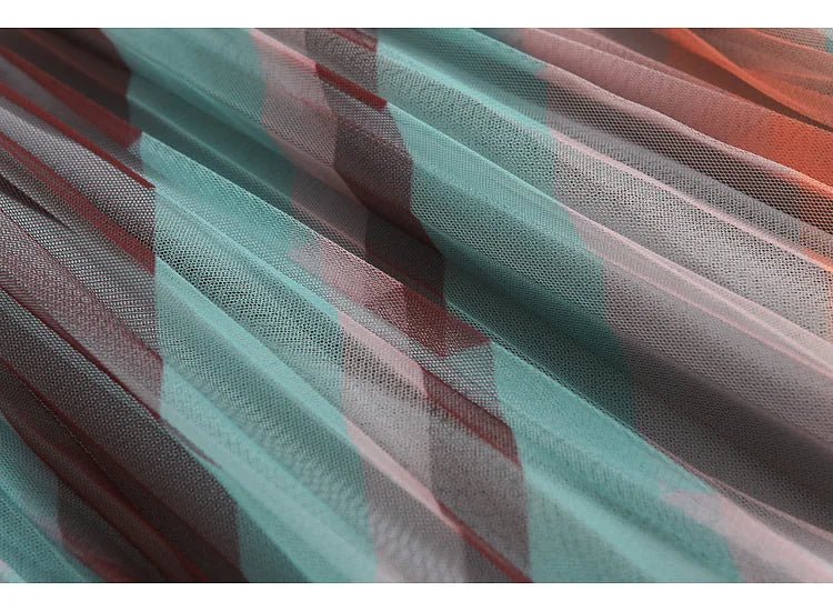 Striped Pleated Tulle Skirt