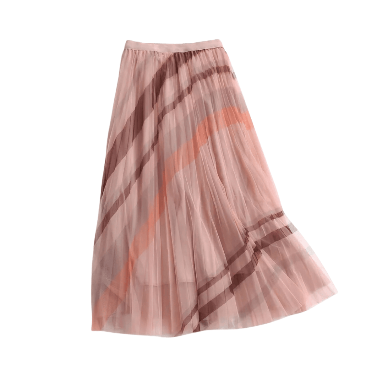 Striped Pleated Tulle Skirt