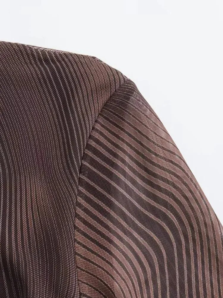 Striped Print Tulle Bodycon Dress