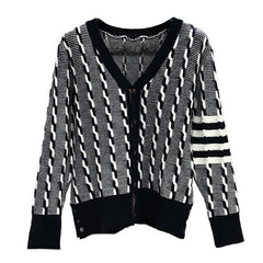 Striped Ropes Knit Cardigan