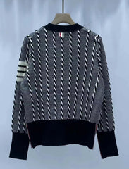 Striped Ropes Knit Cardigan