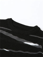 Striped Semi-Sheer Maxi Knit Dress