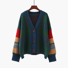 Striped Sleeves Button Down Cardigan