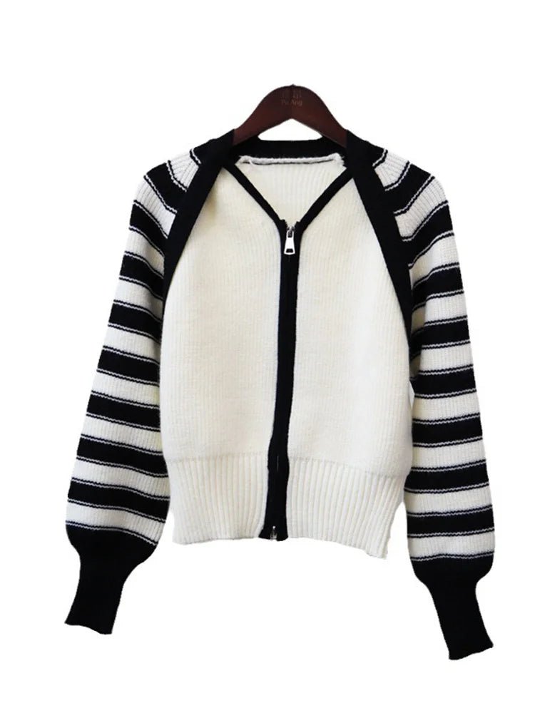Striped Sleeves Knit Sweater