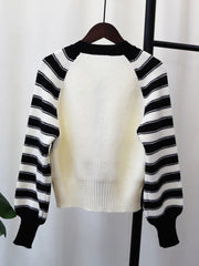 Striped Sleeves Knit Sweater