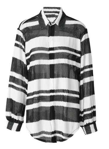 Striped Square Cuff Loose Shirt