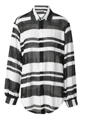 Striped Square Cuff Loose Shirt
