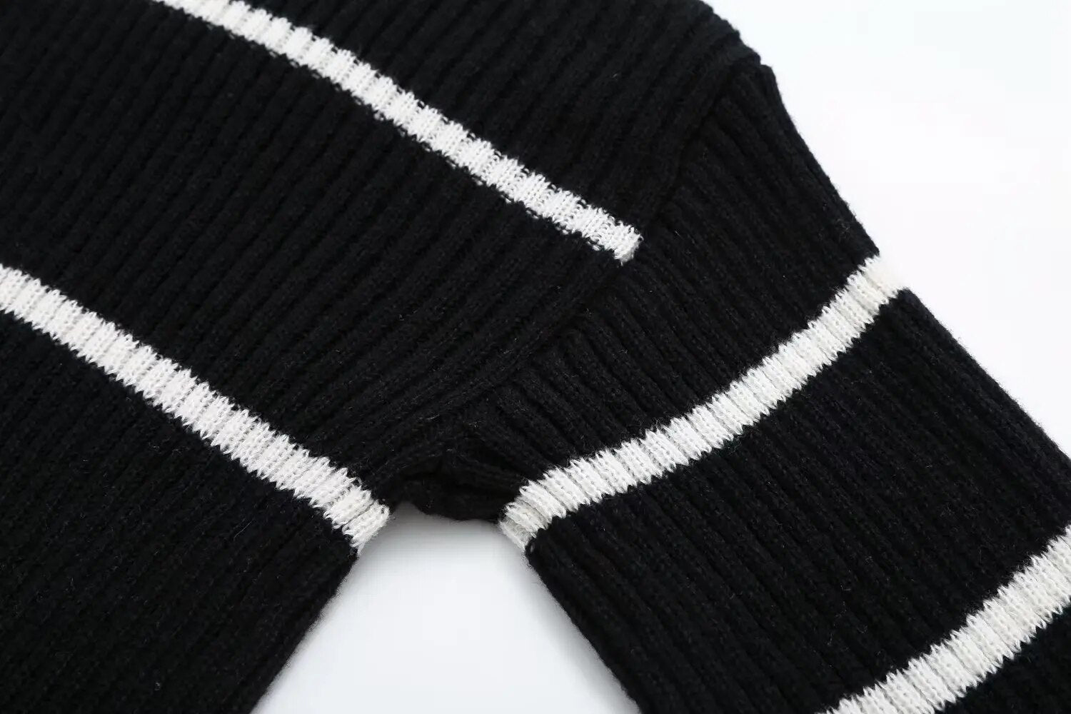 Striped Turtleneck Knit Sweater