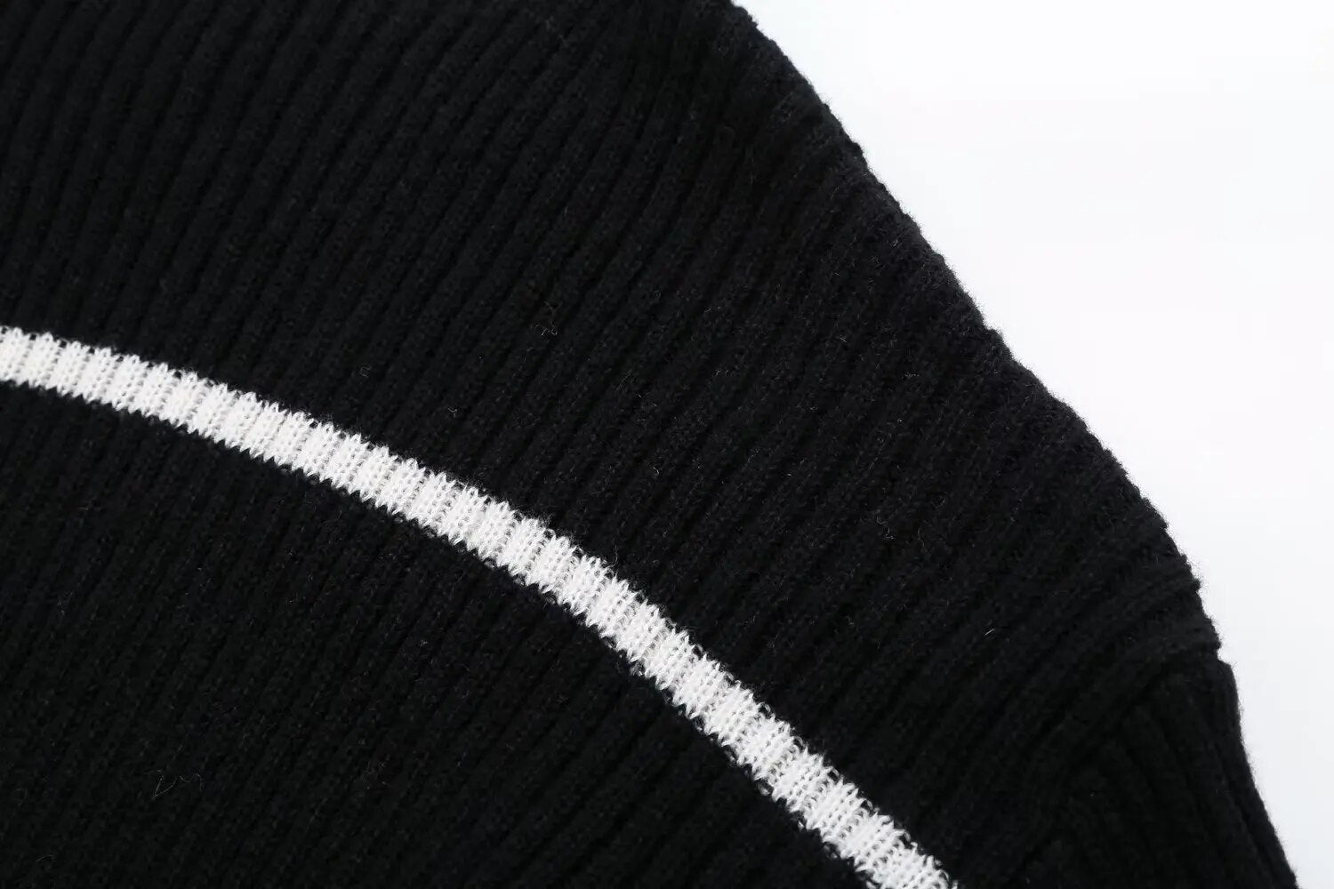 Striped Turtleneck Knit Sweater