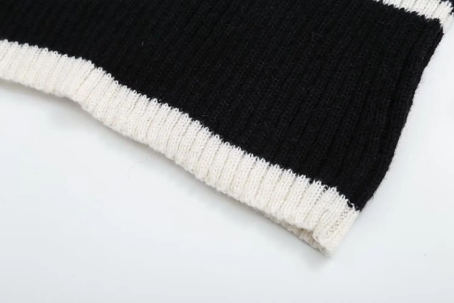 Striped Turtleneck Knit Sweater