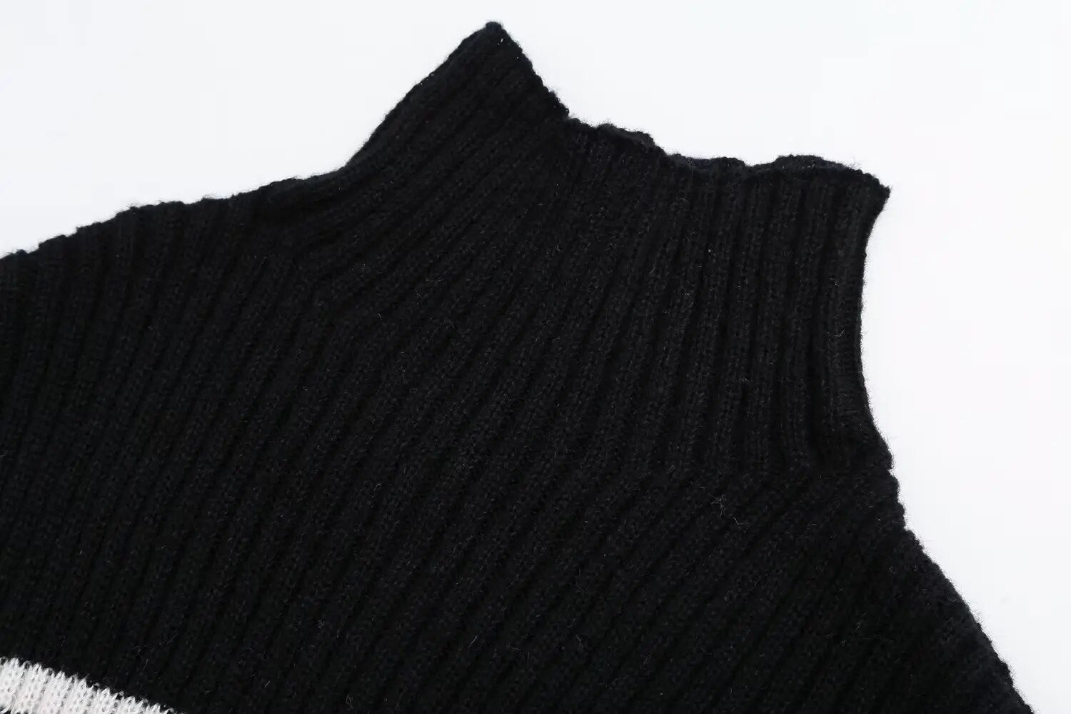 Striped Turtleneck Knit Sweater