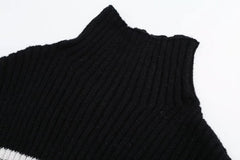 Striped Turtleneck Knit Sweater