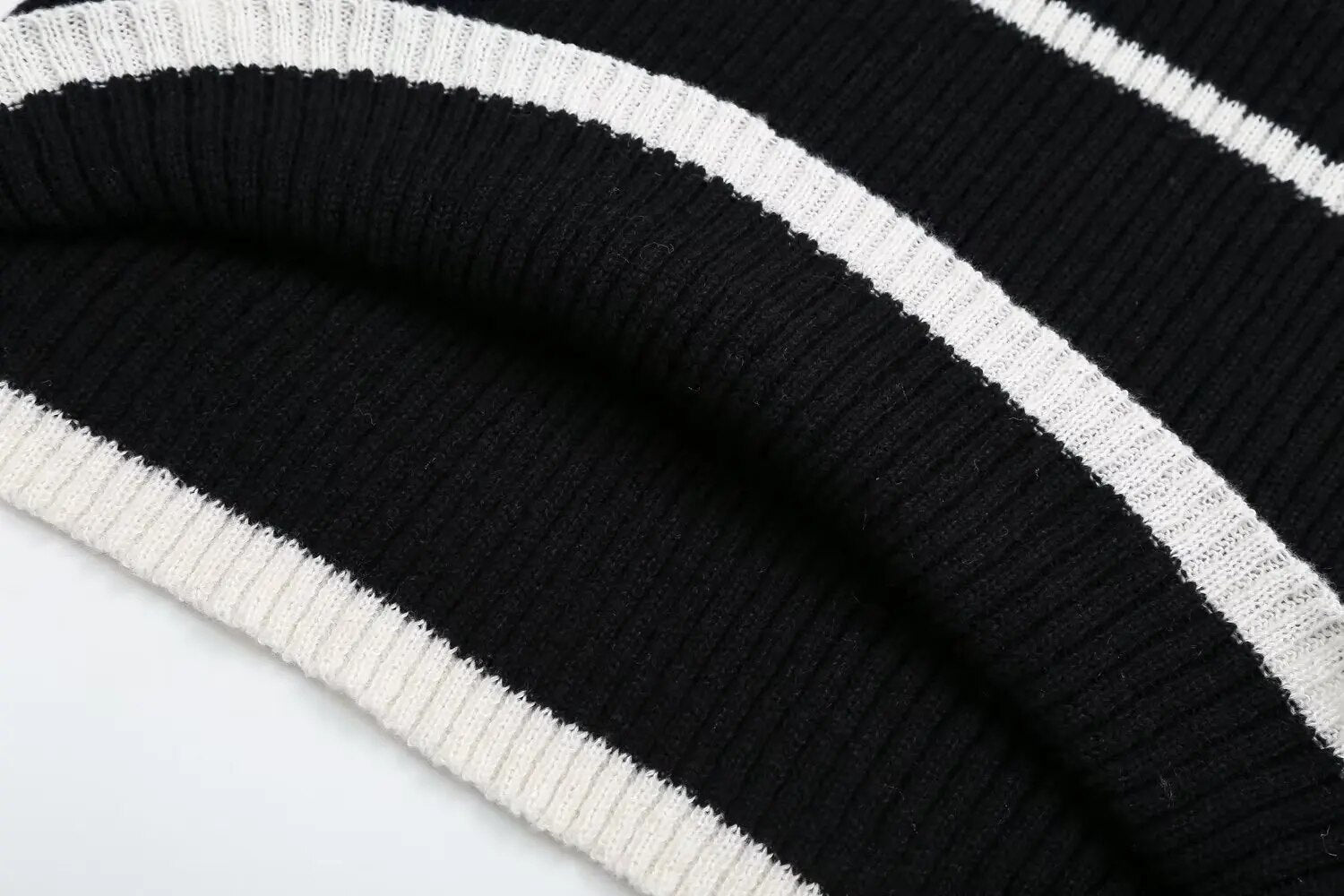 Striped Turtleneck Knit Sweater