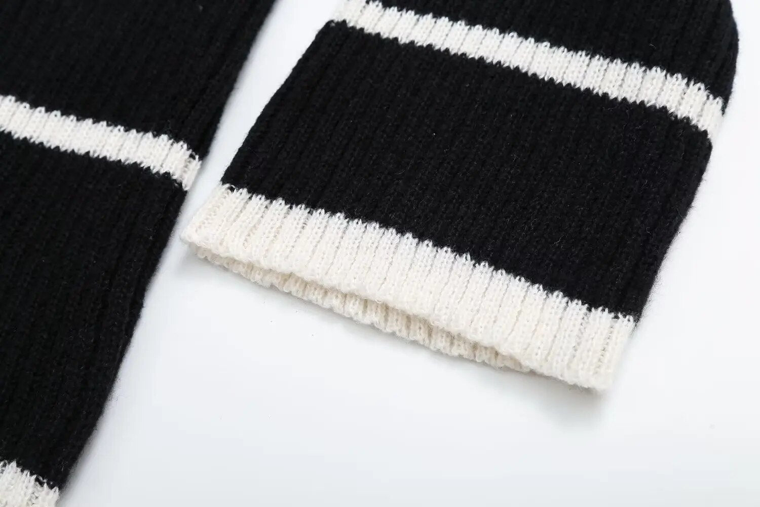 Striped Turtleneck Knit Sweater