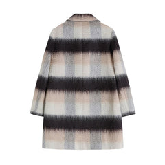 Striped Wool Single Breasted Coat