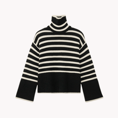 Striped Wool Turtleneck Sweater