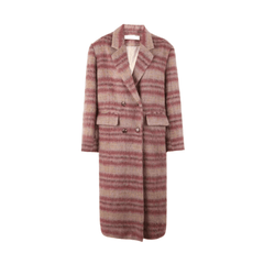 Striped Woolen Loose Fit Coat