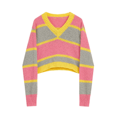 Stripes Cropped Knit Sweater
