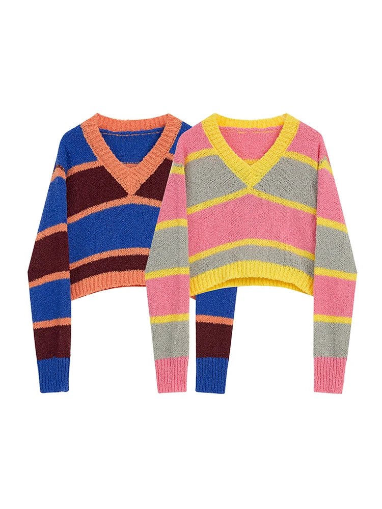 Stripes Cropped Knit Sweater
