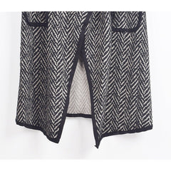 Stripes Long Vest with Pockets