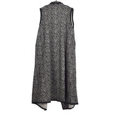 Stripes Long Vest with Pockets