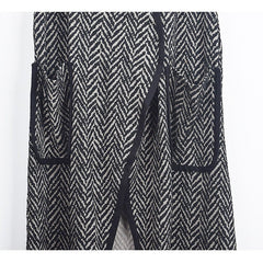 Stripes Long Vest with Pockets
