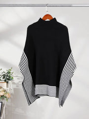 Stripes Mock Cape Knitted Top