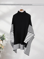 Stripes Mock Cape Knitted Top