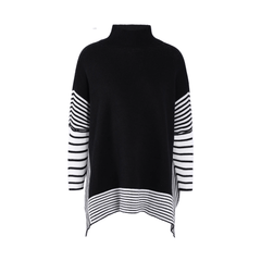 Stripes Mock Cape Knitted Top