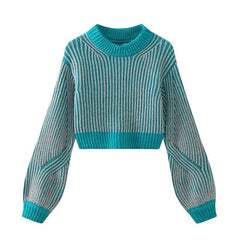 Stripes Round Neck Knitted Sweater