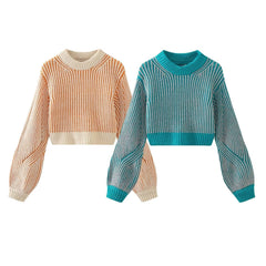 Stripes Round Neck Knitted Sweater