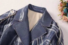 Stripes Semi Glossy Lace-Up Overcoat