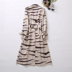 Stripes Turn-down Collar Coat