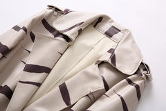 Stripes Turn-down Collar Coat