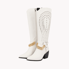 Studded Faux Leather Boots