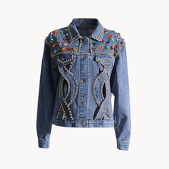 Studded Hollow Out Patchwork Jacket
