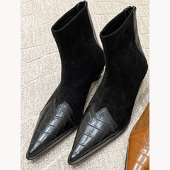 Suede Low Heel Ankle Boots