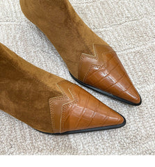 Suede Low Heel Ankle Boots