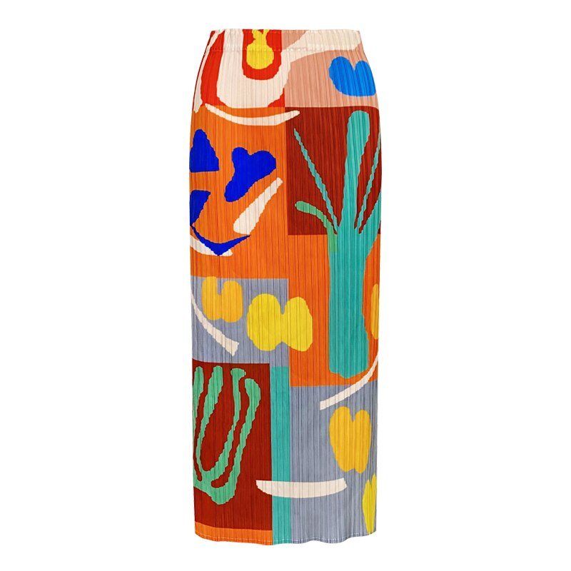 Summer Print Pleated Skirt