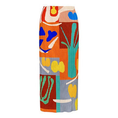Summer Print Pleated Skirt