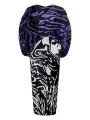 Swirl Contrast Pleated Dress - @lalaaarisa