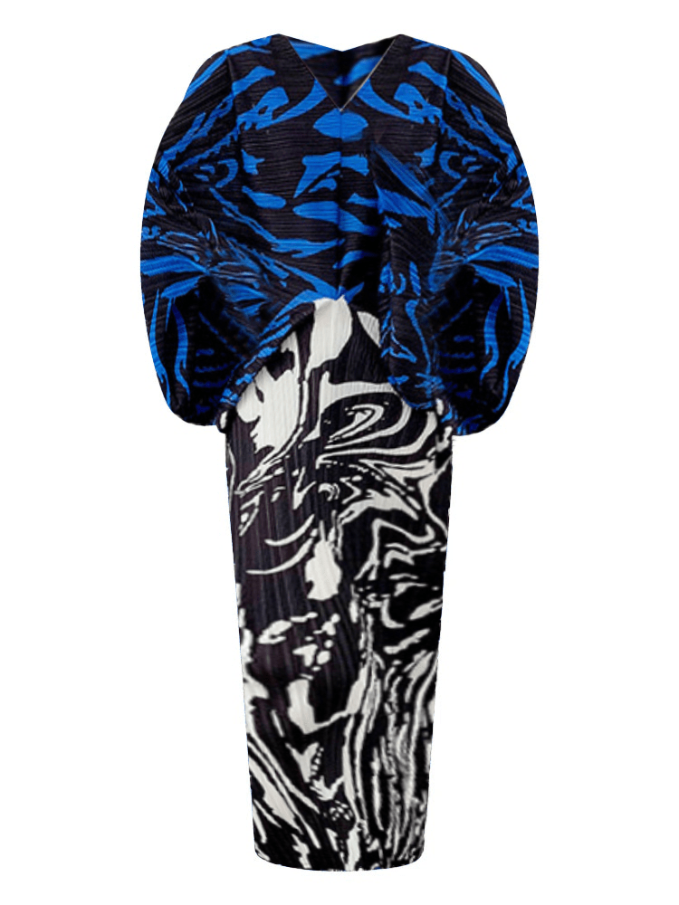 Swirl Contrast Pleated Dress - @lalaaarisa